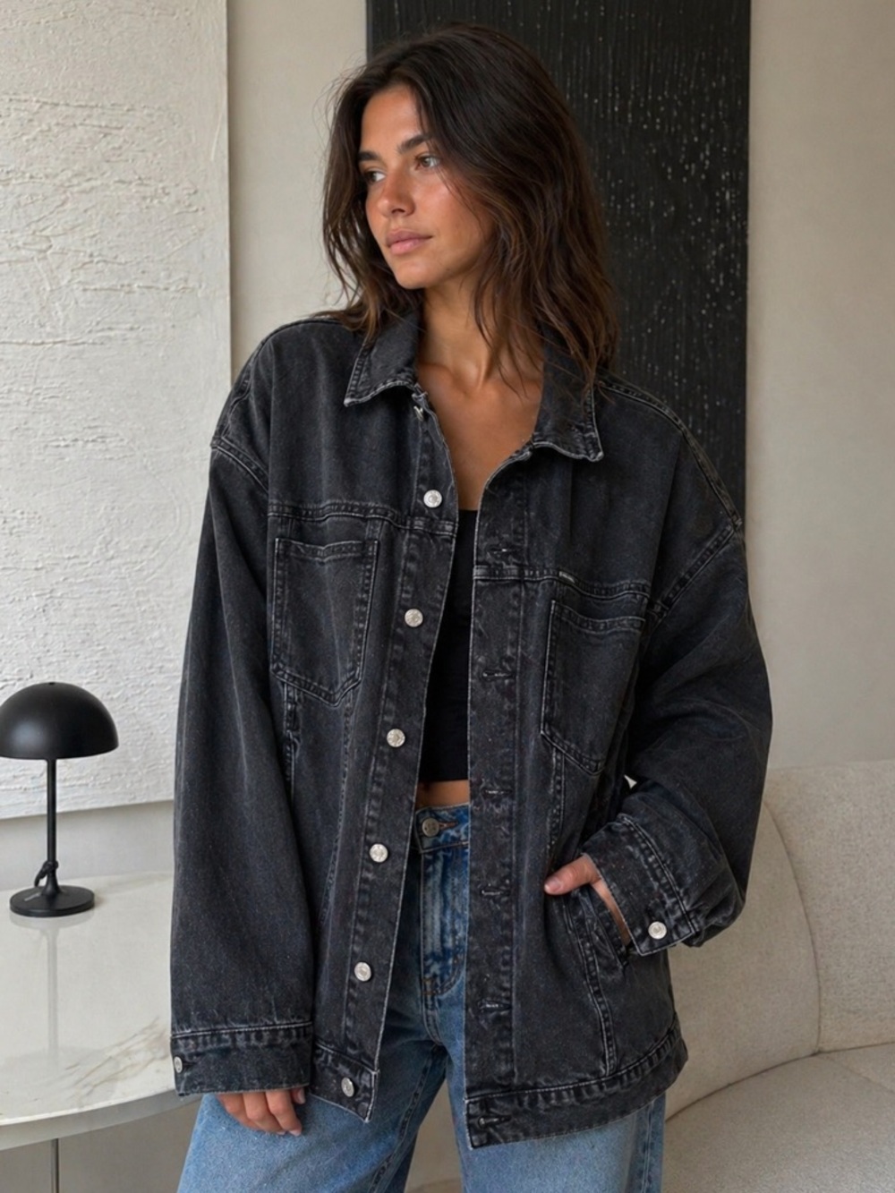 Calvin Klein Jeans Black Washed Trucker Jacket